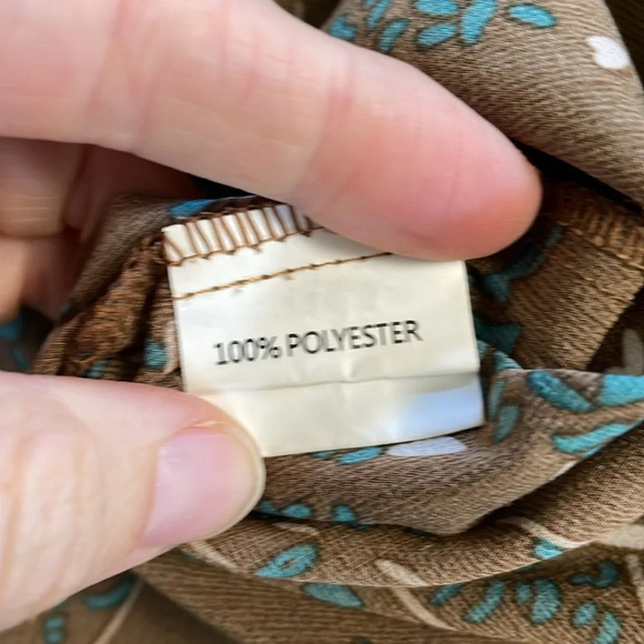 Brown floral long sleeve babydoll dress size medium large France CS - Picture 5 of 5